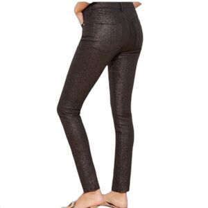 Ann Taylor Ponte Stretch Coated Metallic Shimmer Jeans Black Sz 6